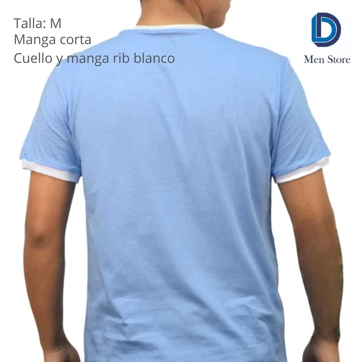 GENERICO - Polo de hombre manga corta con rib blanco 100% algodón