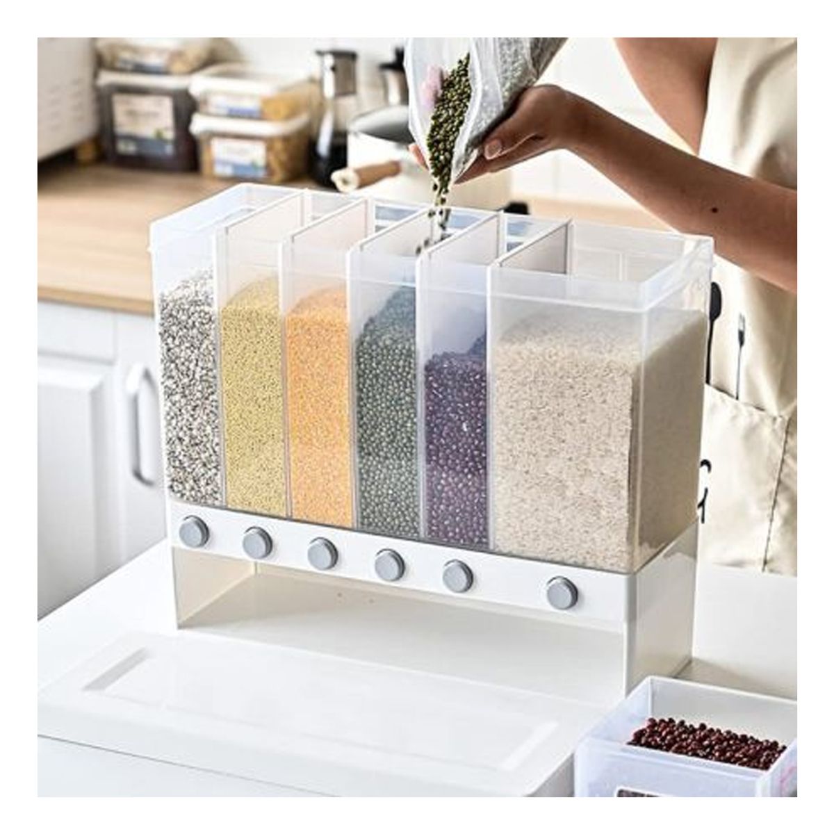 GENERICO - Dispensador De Menestras Arroz Cereal Con 6 Divisiones