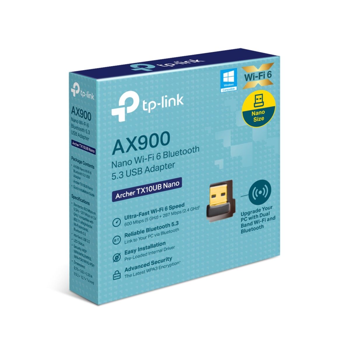 TP LINK - ADAPTADOR USB TP-LINK ARCHER TX10UB NANO AX900 Wi-Fi 6 Bluetooth 5.3
