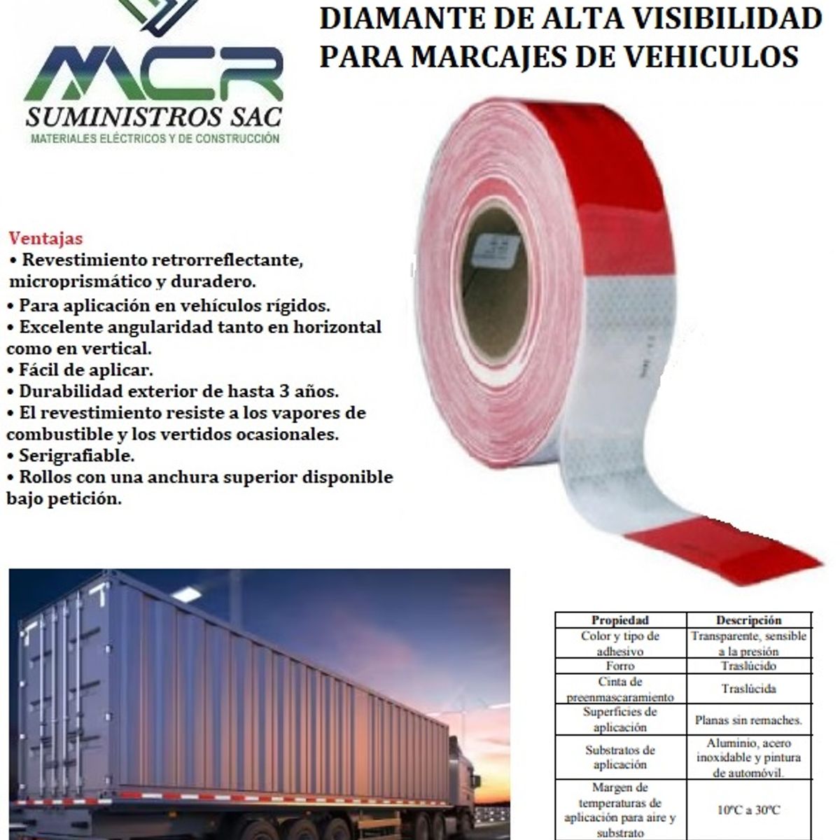 3M - CINTA REFLECTIVA CON LOGO 3M DE 2″ o 5CM DE ANCHO X 45.72M  ROJO y BLANCO 3m