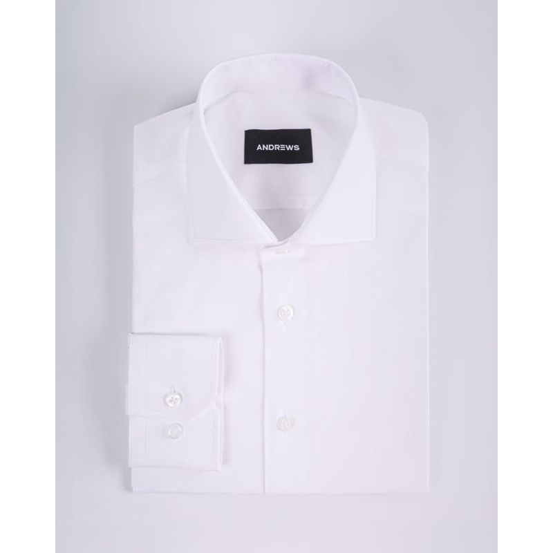 ANDREW'S TIES - Camisa de Vestir Blanca con Microdetalles