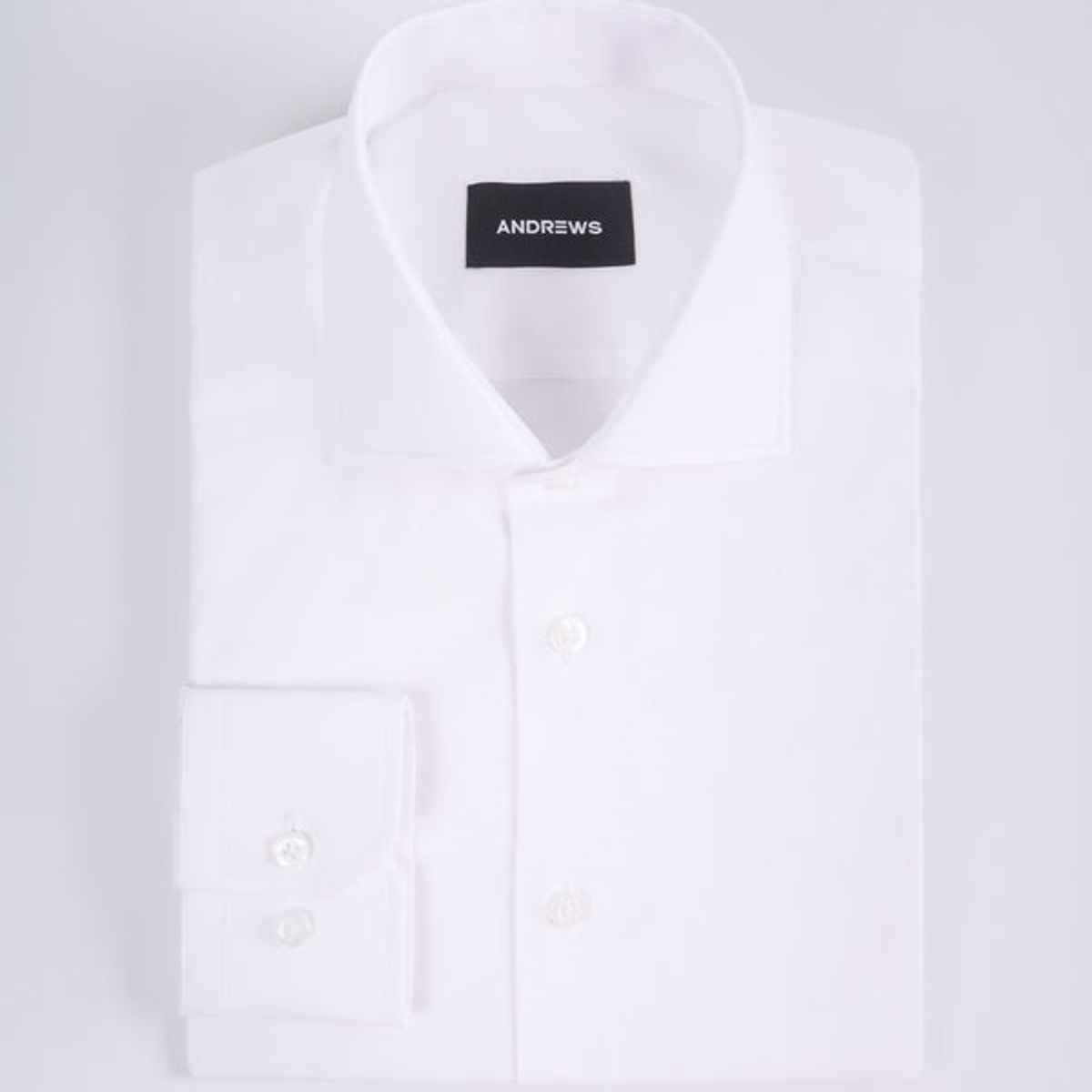 ANDREW'S TIES - Camisa de Vestir Blanca con Cuello Italiano y Puño Recortado