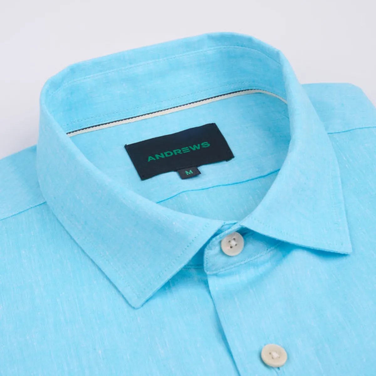 ANDREW'S TIES - Camisa Casual de Lino - Celeste