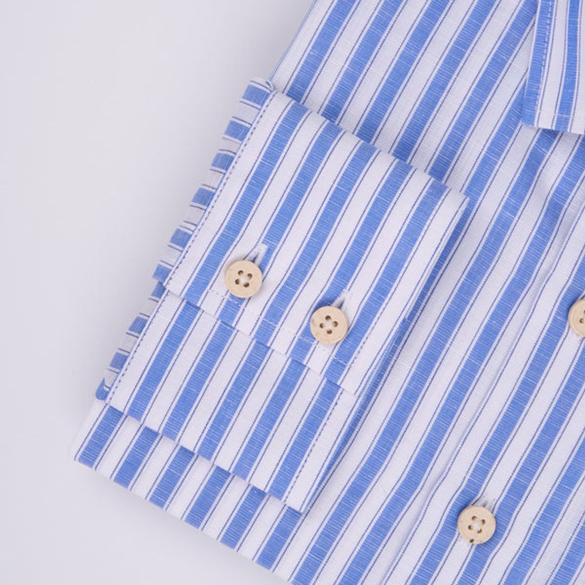 ANDREW'S TIES - Camisa Casual de Lino - Azulino con rayas