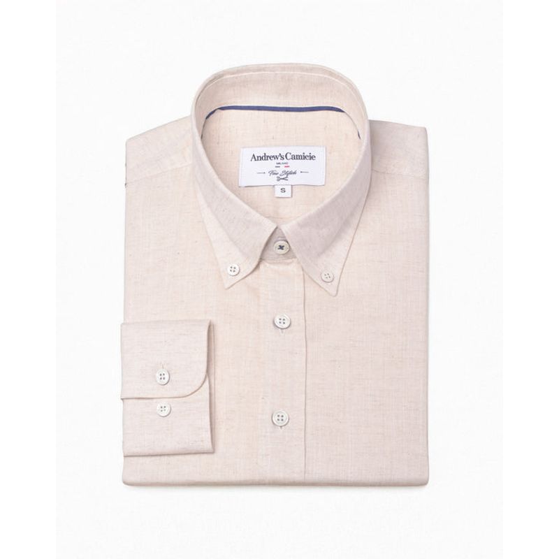 ANDREW'S TIES - Camisa Casual de Lino - Natural
