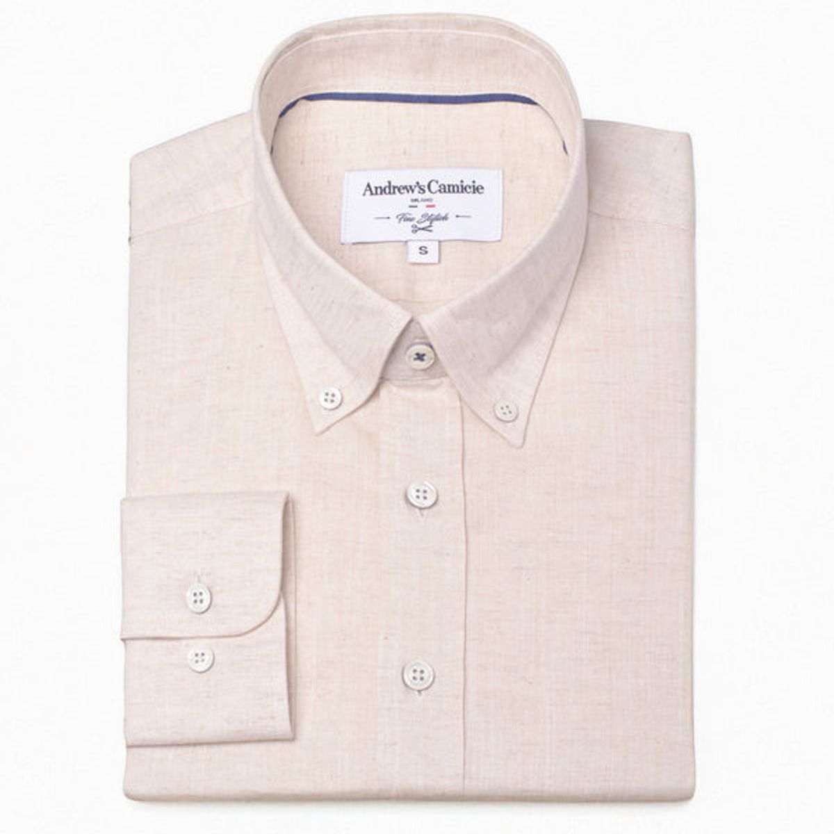 ANDREW'S TIES - Camisa Casual de Lino - Natural
