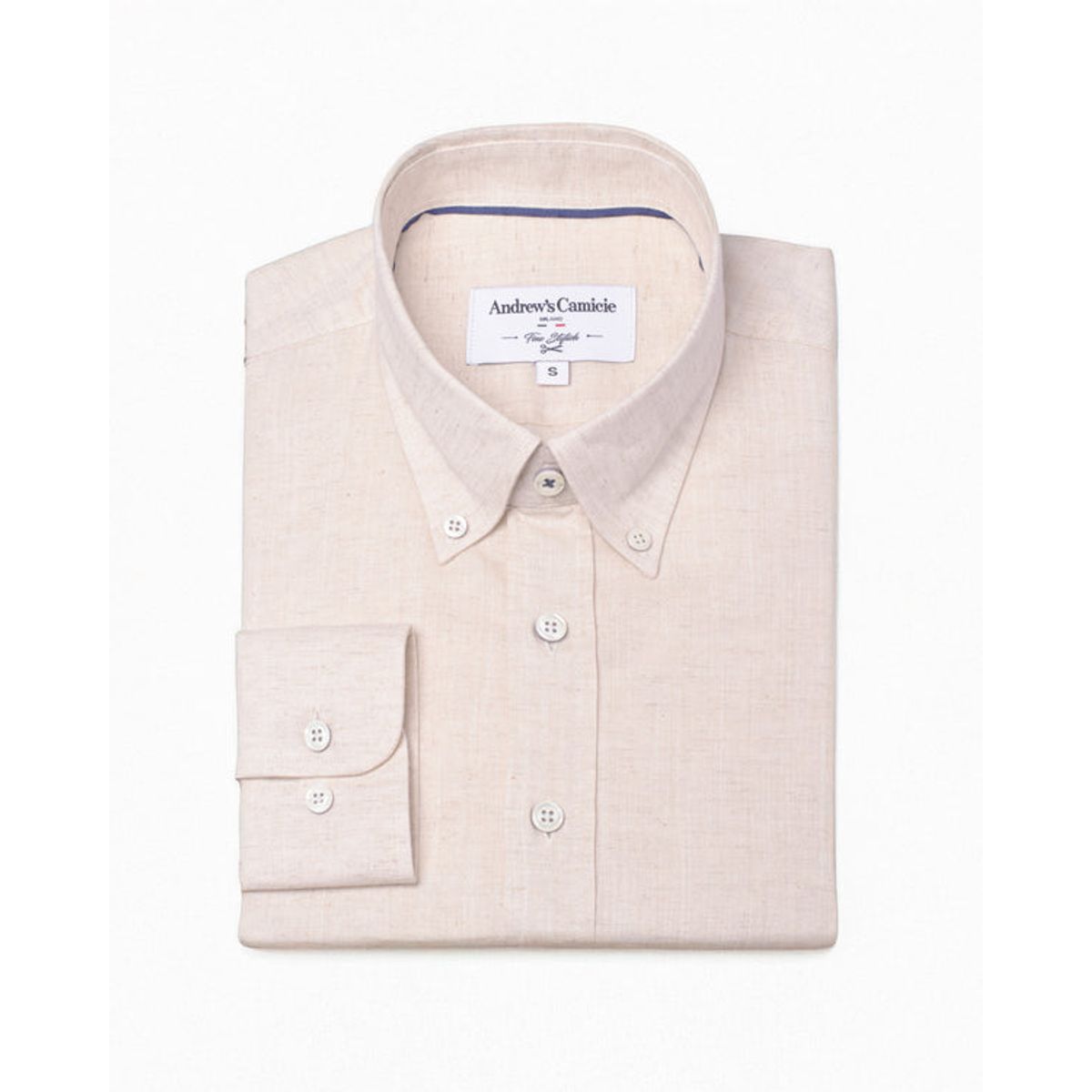 ANDREW'S TIES - Camisa Casual de Lino - Natural