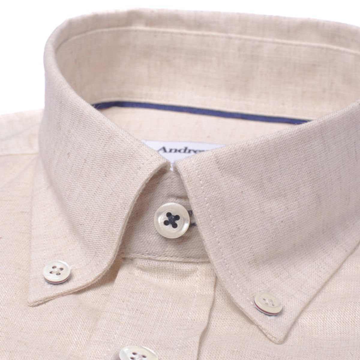 ANDREW'S TIES - Camisa Casual de Lino - Natural