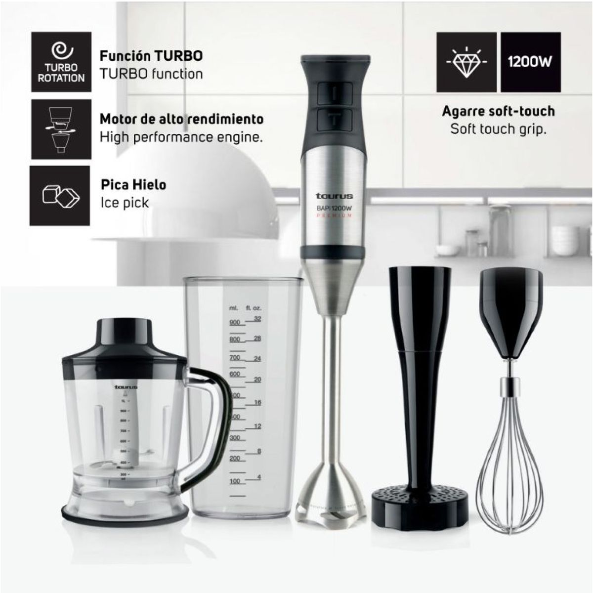 TAURUS - Batidora de Inmersión Taurus Bapi 1200 Premium Complete
