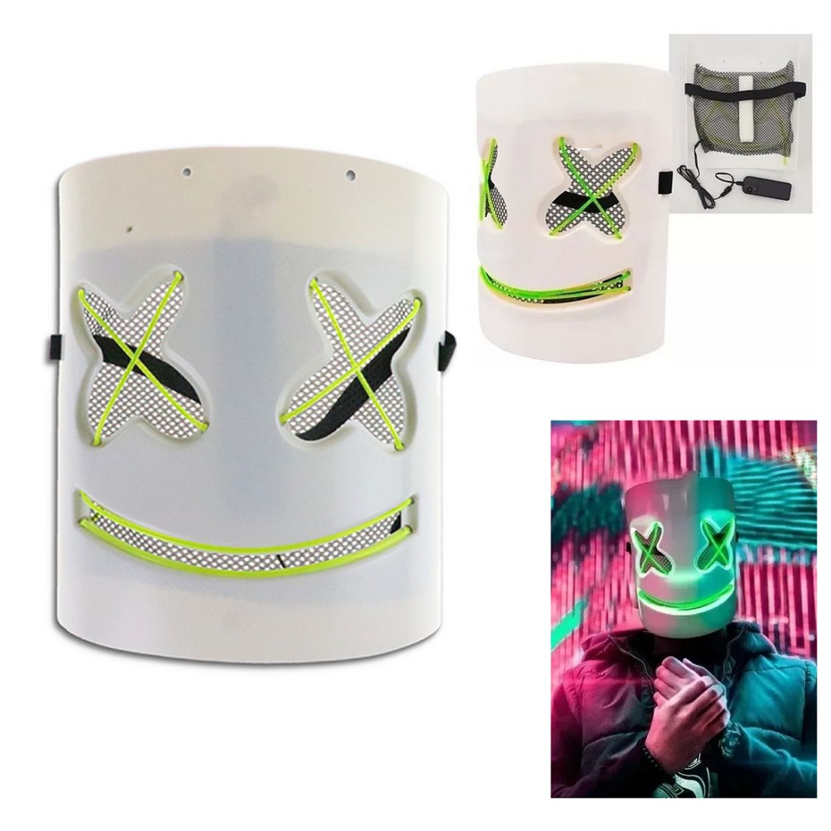 GENERICO - Mascaras para fiestas con luces disfraz de hallowenn Verde