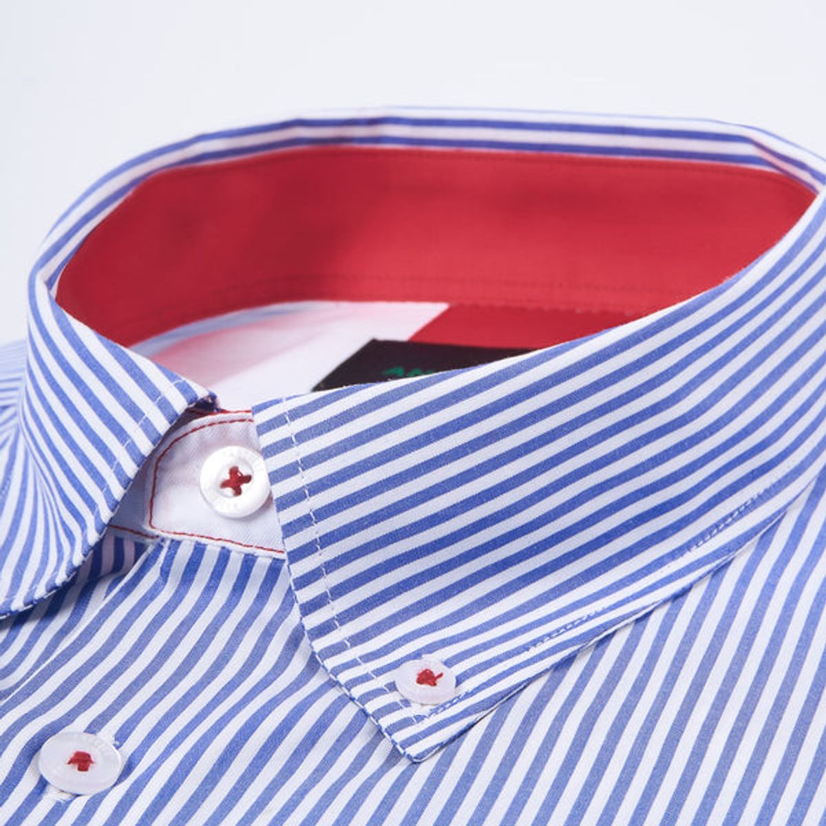 ANDREW'S TIES - Camisa Casual A Rayas Azul con detalle Rojo