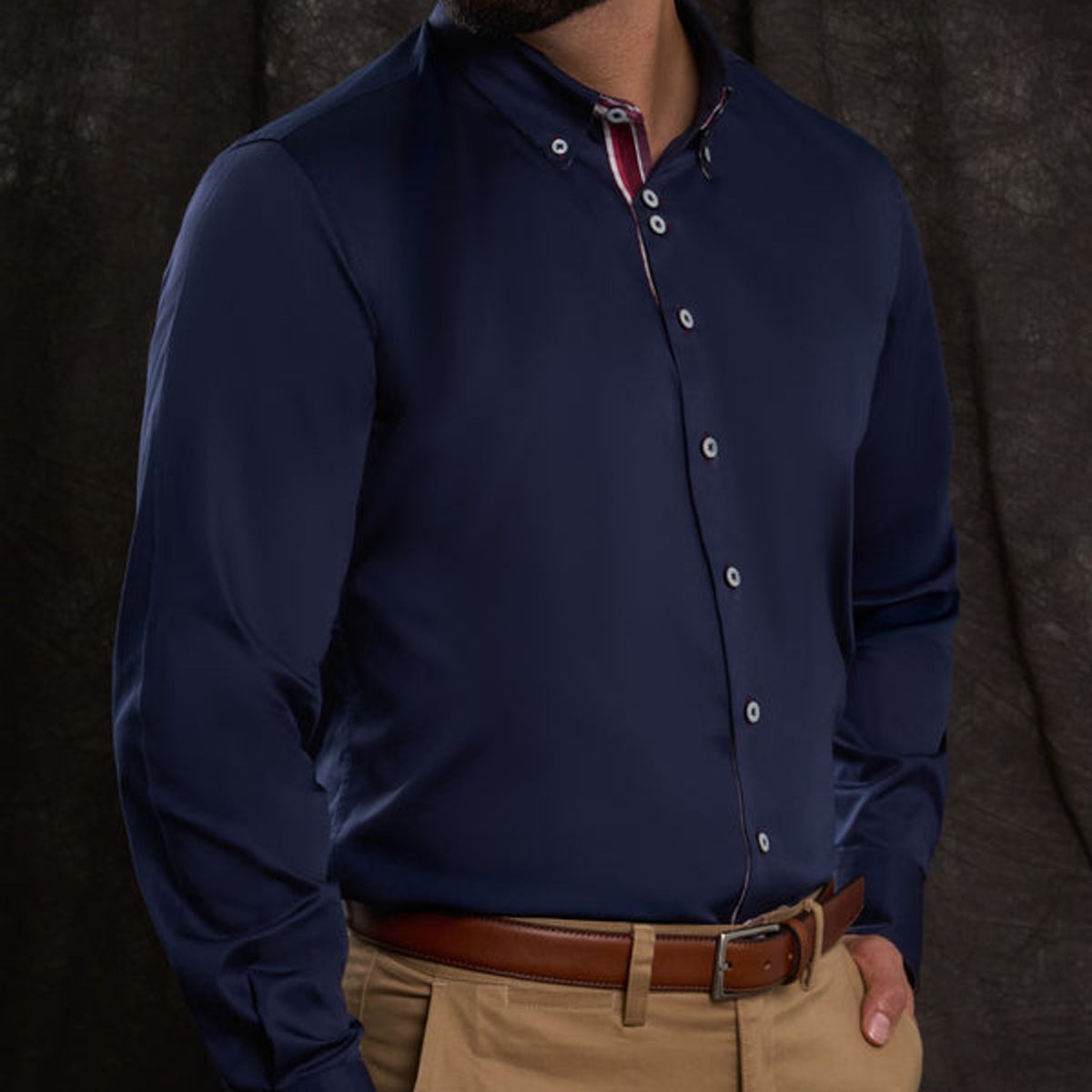ANDREW'S TIES - Camisa Casual Satinada - Azul