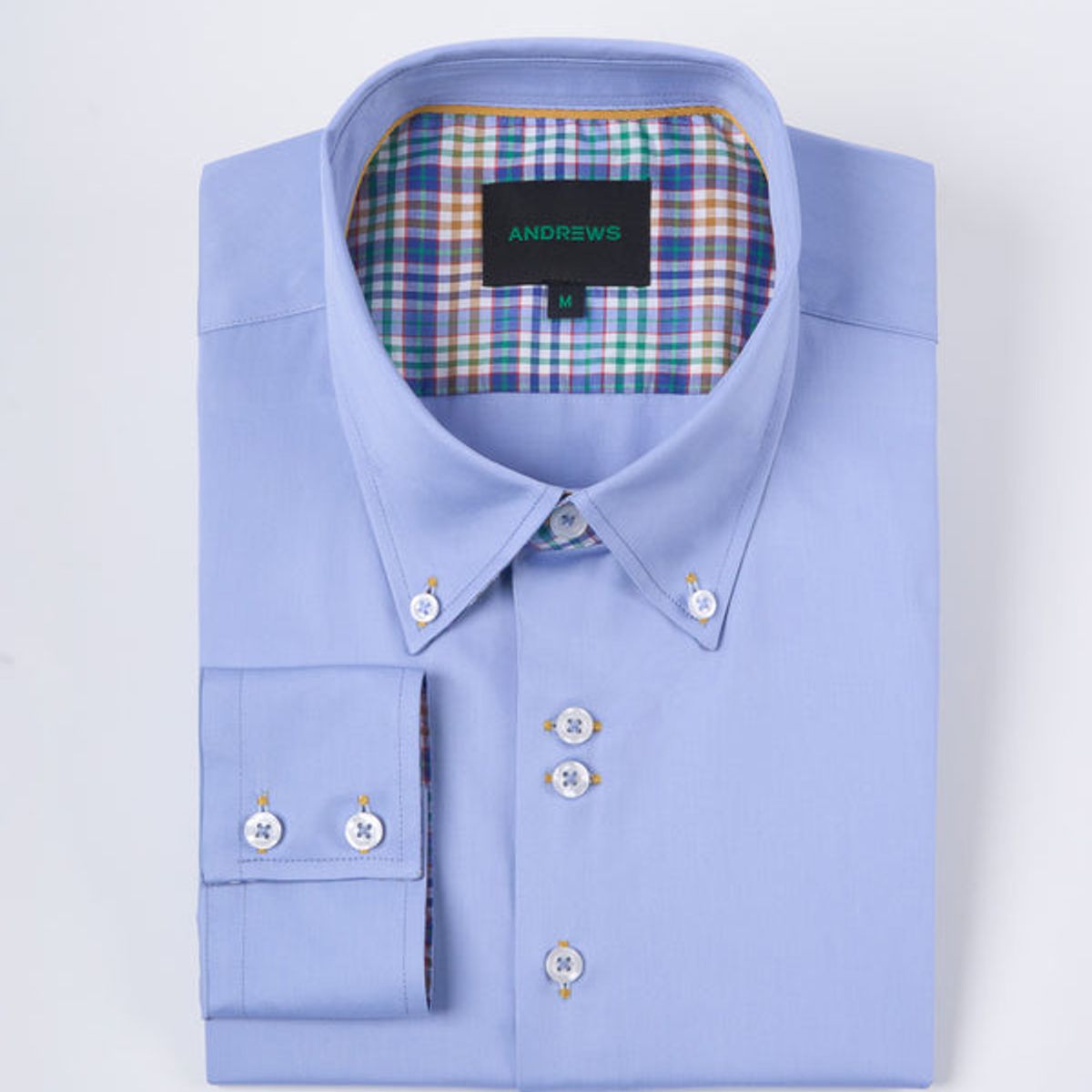 ANDREW'S TIES - Camisa Casual Satinada - Celeste