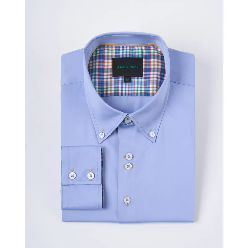ANDREW'S TIES - Camisa Casual Satinada - Celeste