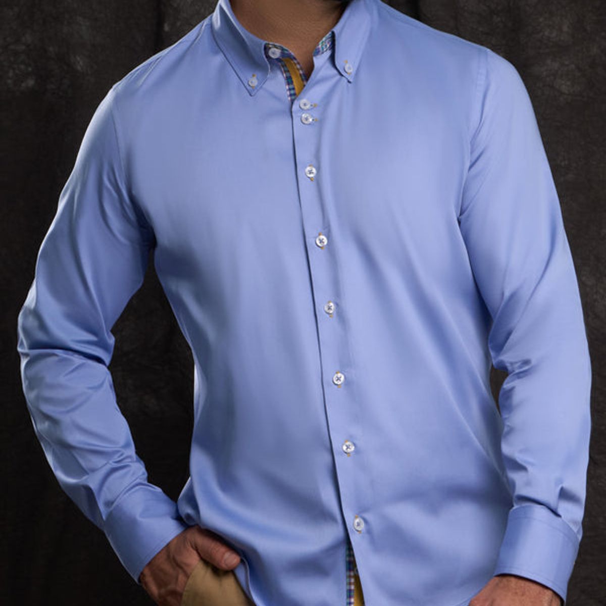 ANDREW'S TIES - Camisa Casual Satinada - Celeste