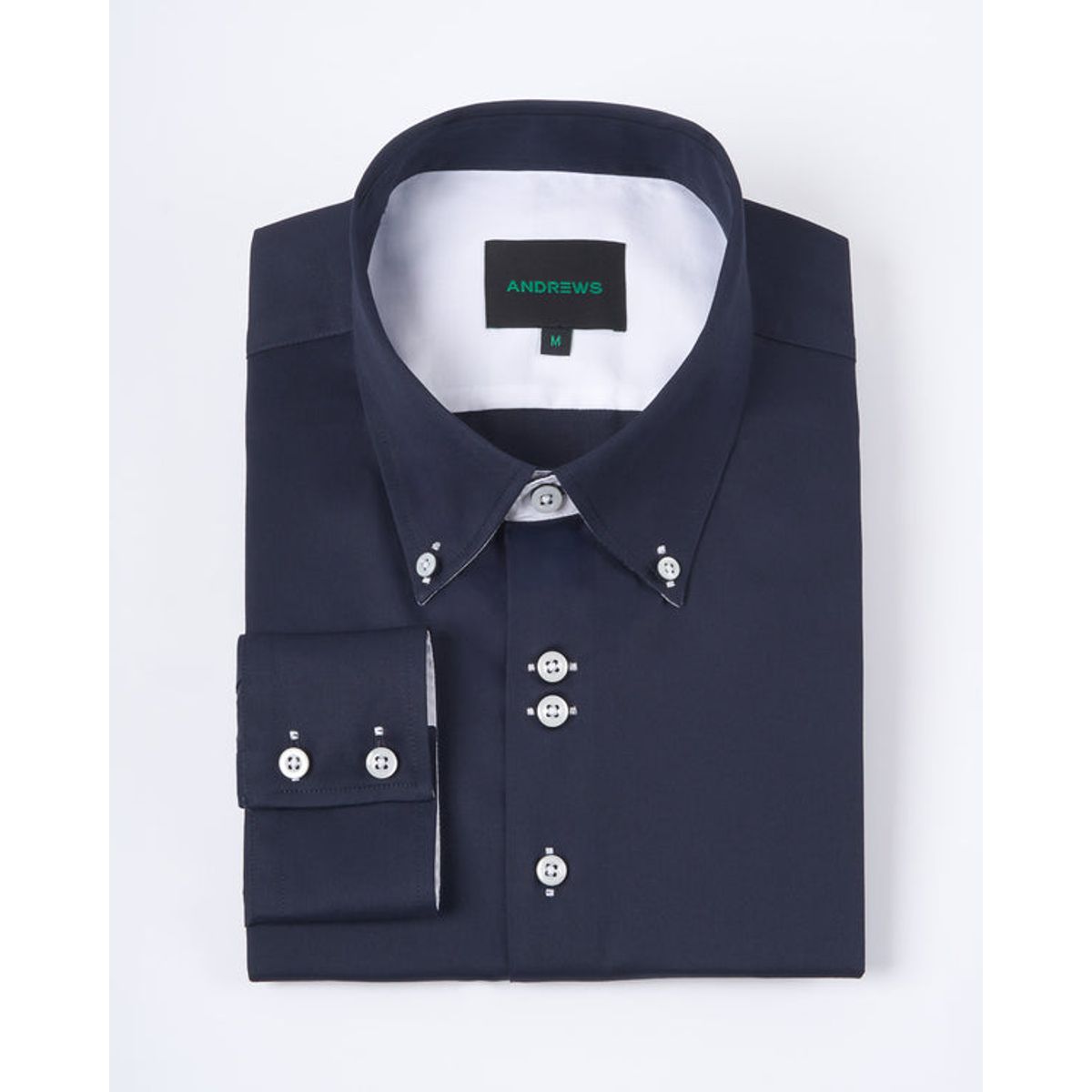 ANDREW'S TIES - Camisa Casual Satinada - Azul con detalles Blancos
