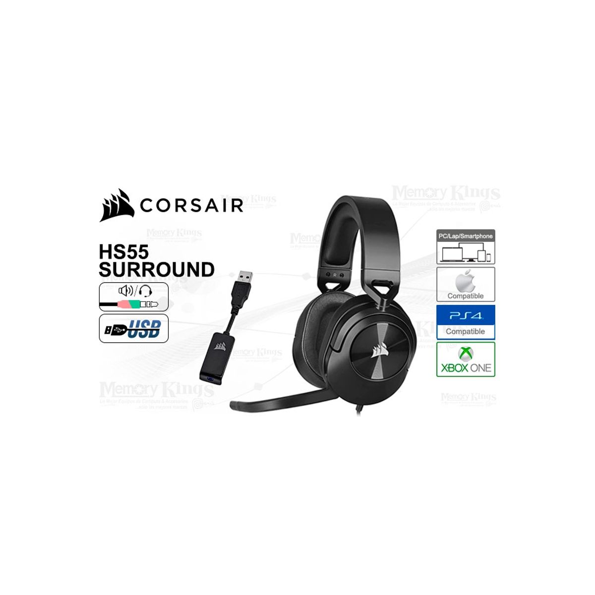 CORSAIR - Auriculares gaming Corsair HS55 Surround sonido envolvente y diseño