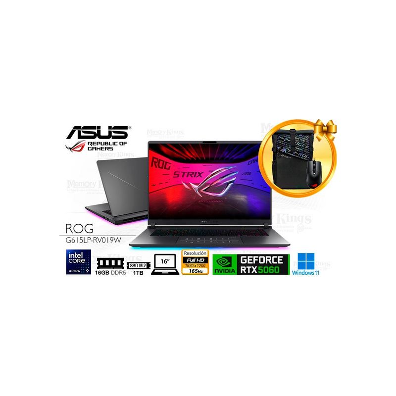 ASUS - Notebook Gaming ASUS ROG Strix G16 16” WUXGA IPS Ultra 9 16GB DDR5