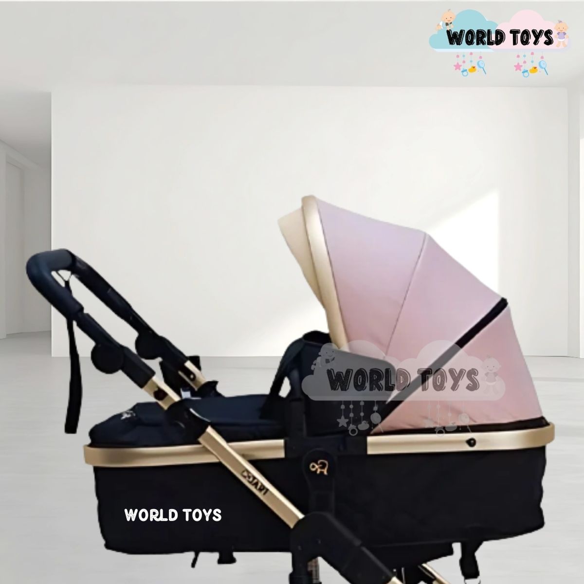 Baby - Coche Cuna Moisés de Lujo «PRADO GOLD» Pink