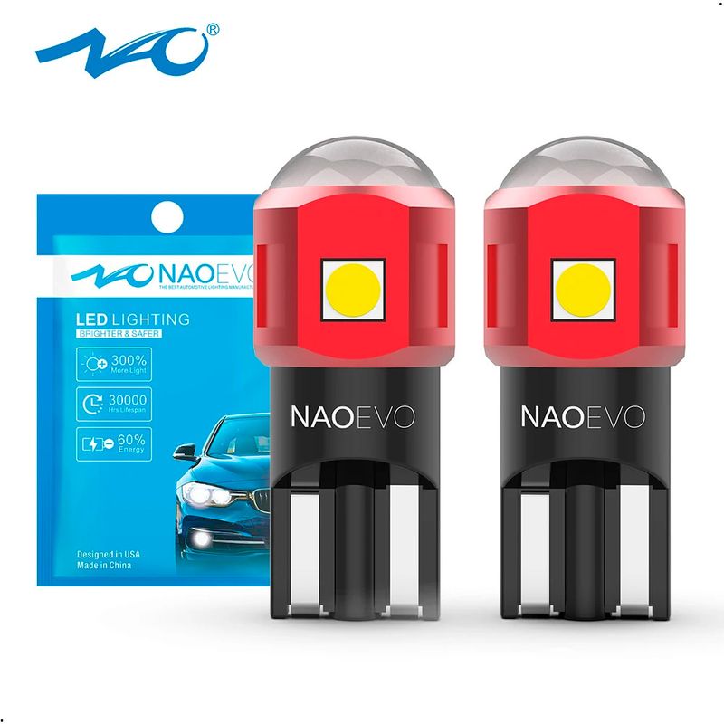 NAOEVO - Luces Bombilla Led Autos NAOEVO T10 W5w 600 Lm X 2 Unidades