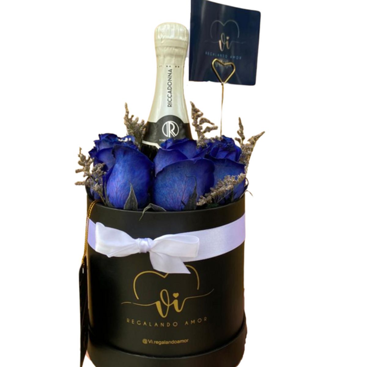 GENERICO - Box Clasico con Espumante - Rosas azules - Arreglo Floral