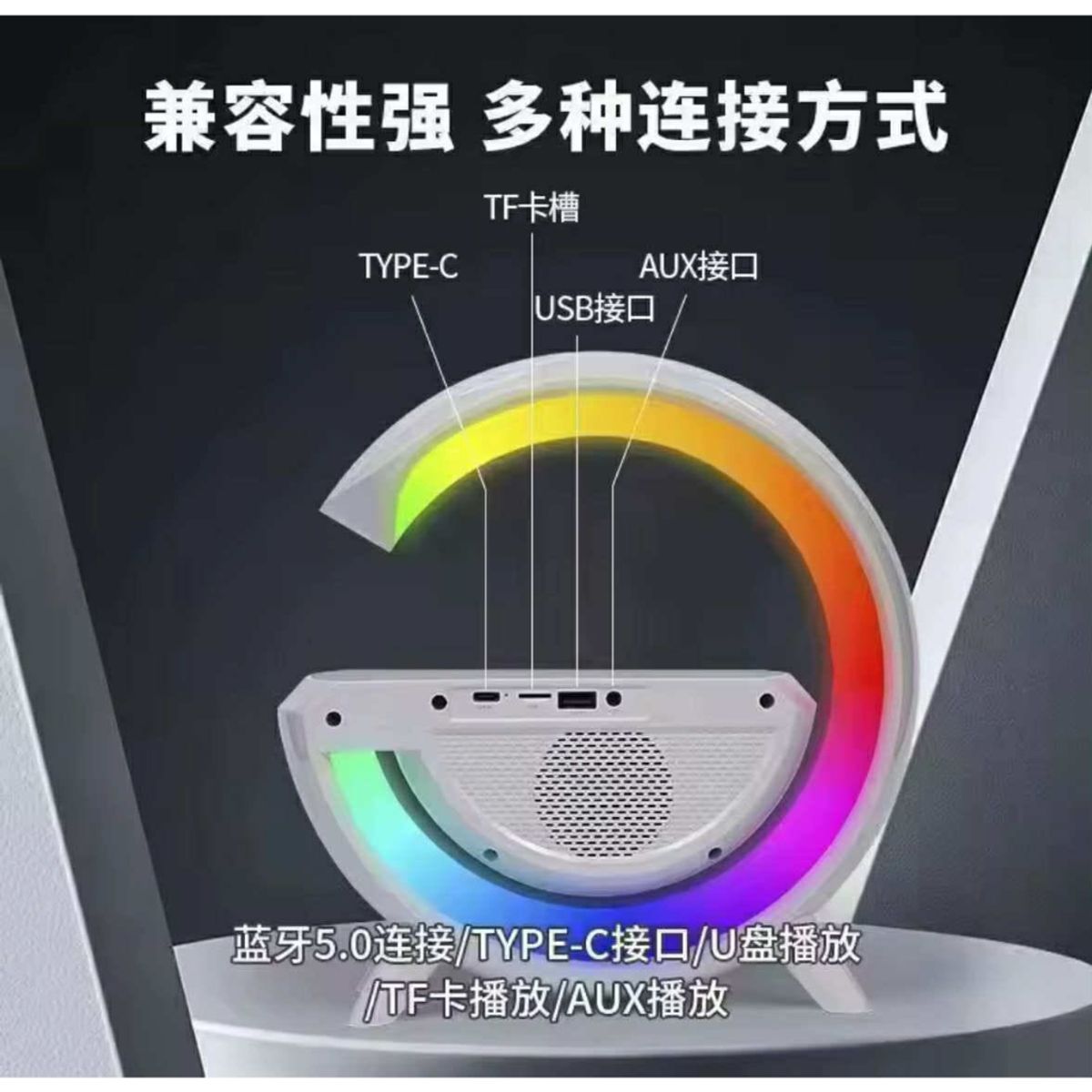 GENERICO - Pack x2 Lampara Reloj Despertador Parlante Bluetooth Carga Qi 6 en 1