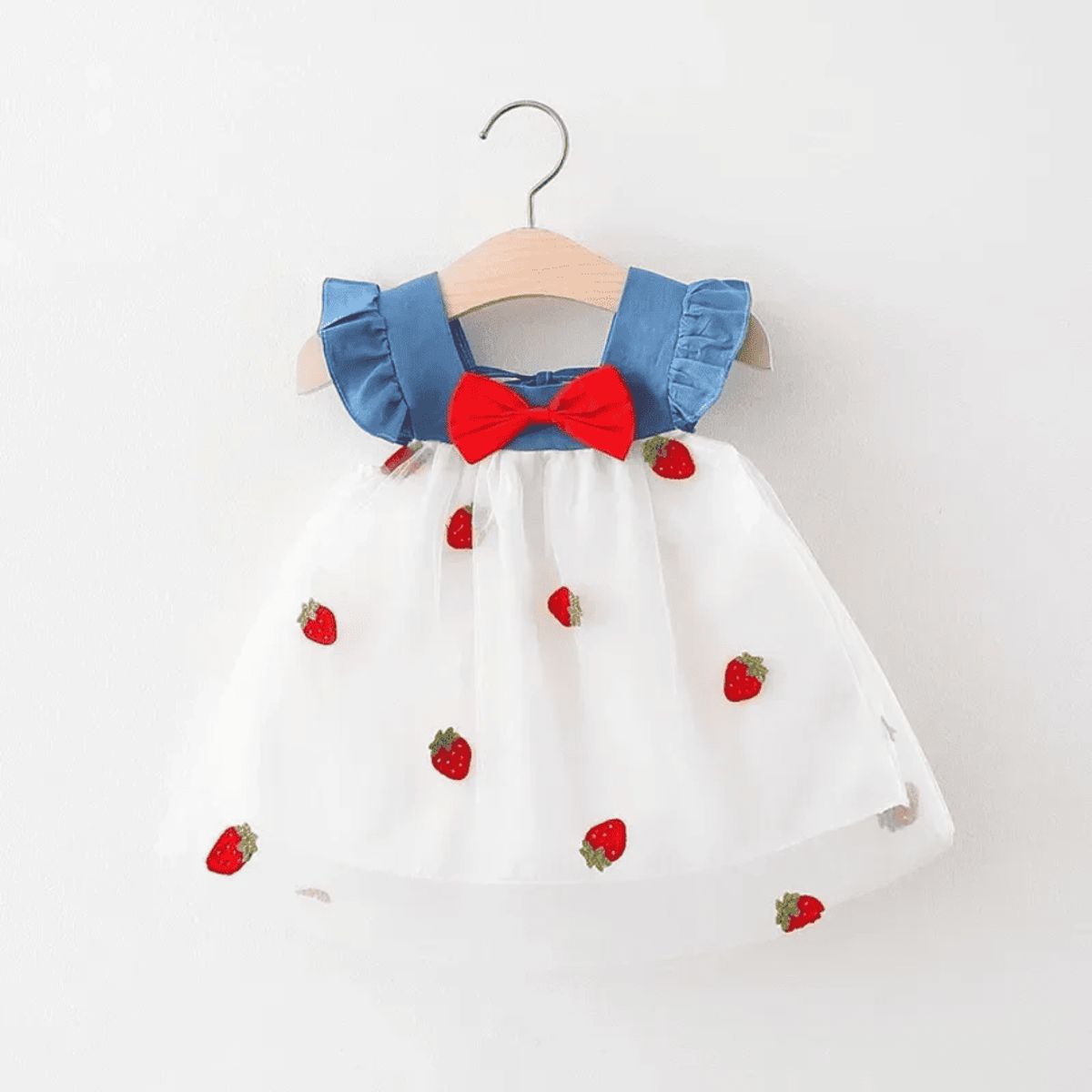 LUCALAND - Vestido fresas jean para bebé