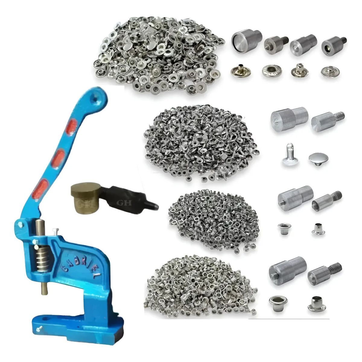 GENERICO - Kit De Maquina Remachadora Con Broches 15mm Ojales Remache