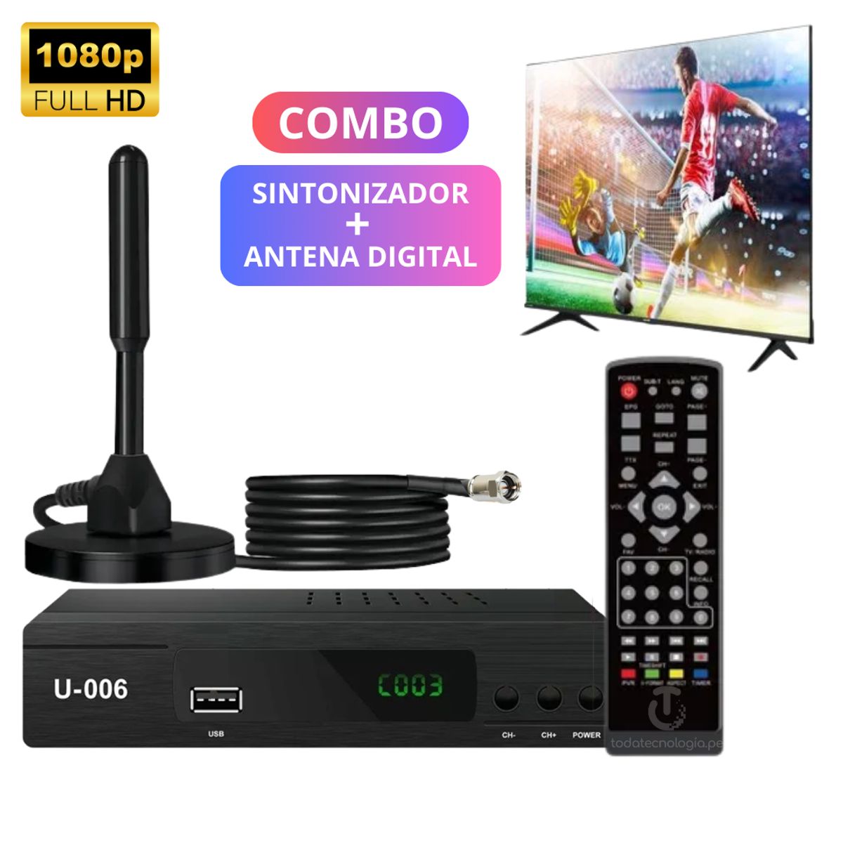 SEISA - Decodificador Sintonizador de Señal  + Antena Digital