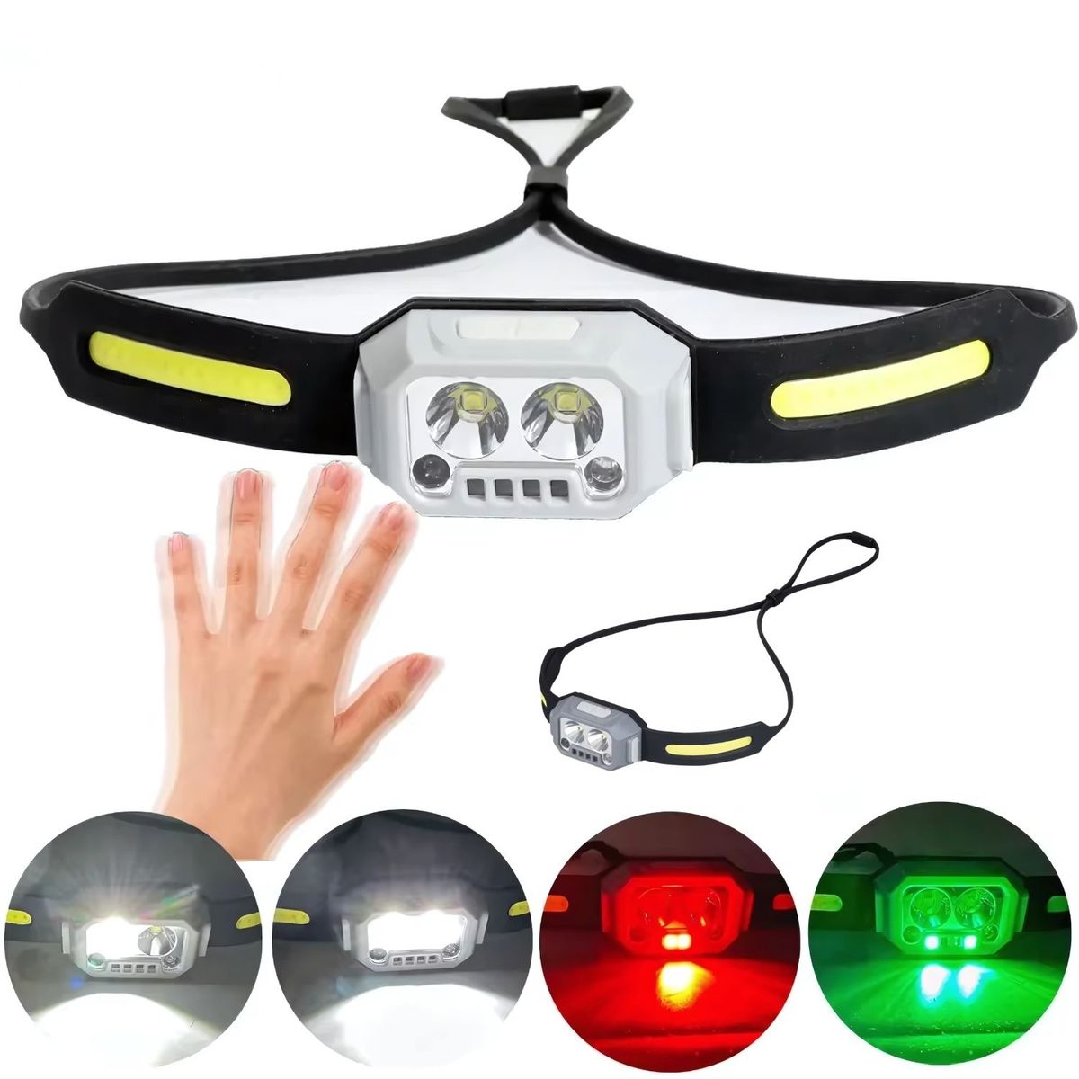 OEM - Linterna de Cabeza Vincha LED Recargable con Sensor de Movimiento para Correr Trabajo o Camping