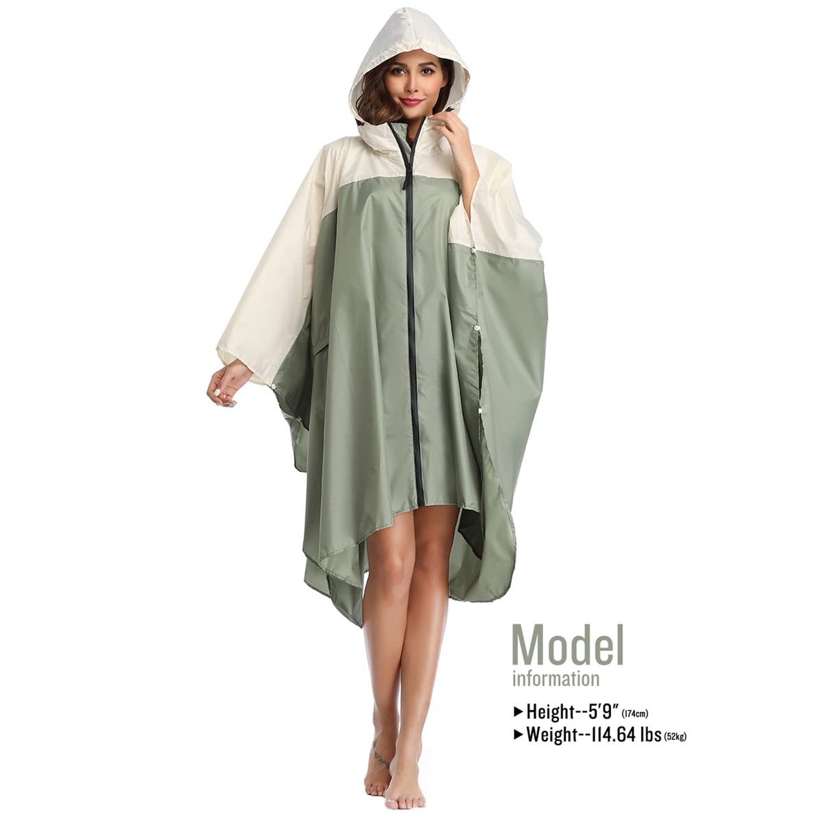 VATYERTY - Poncho de lluvia unisex con capucha impermeable Verde