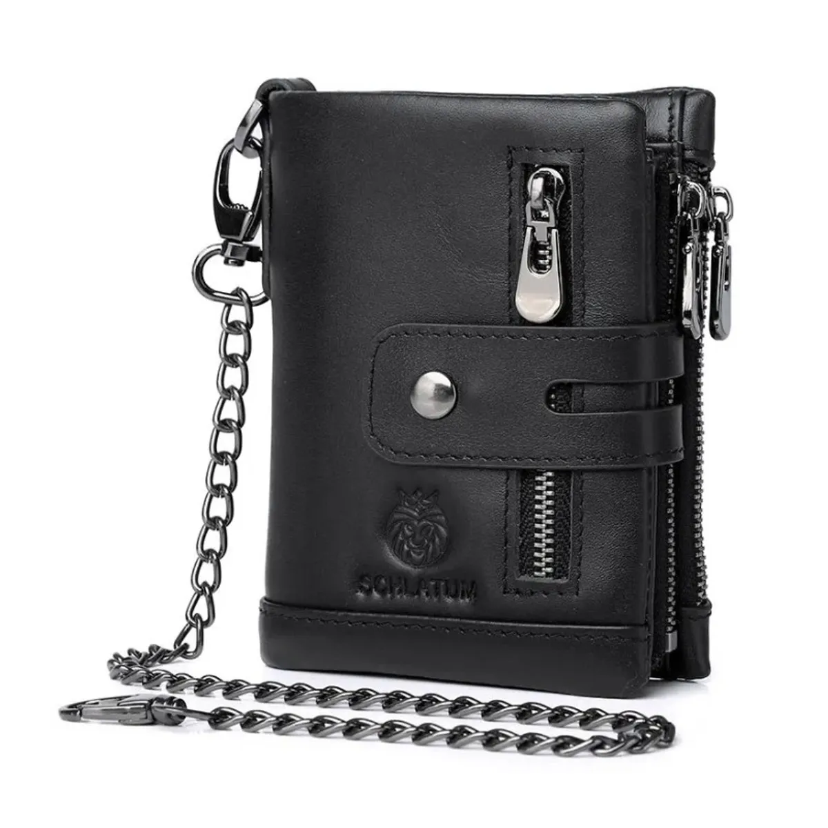 SCHLATUM - Billetera SCHLATUM Hombre  Cuero Genuino y Bloqueo RFID Gran Capacidad