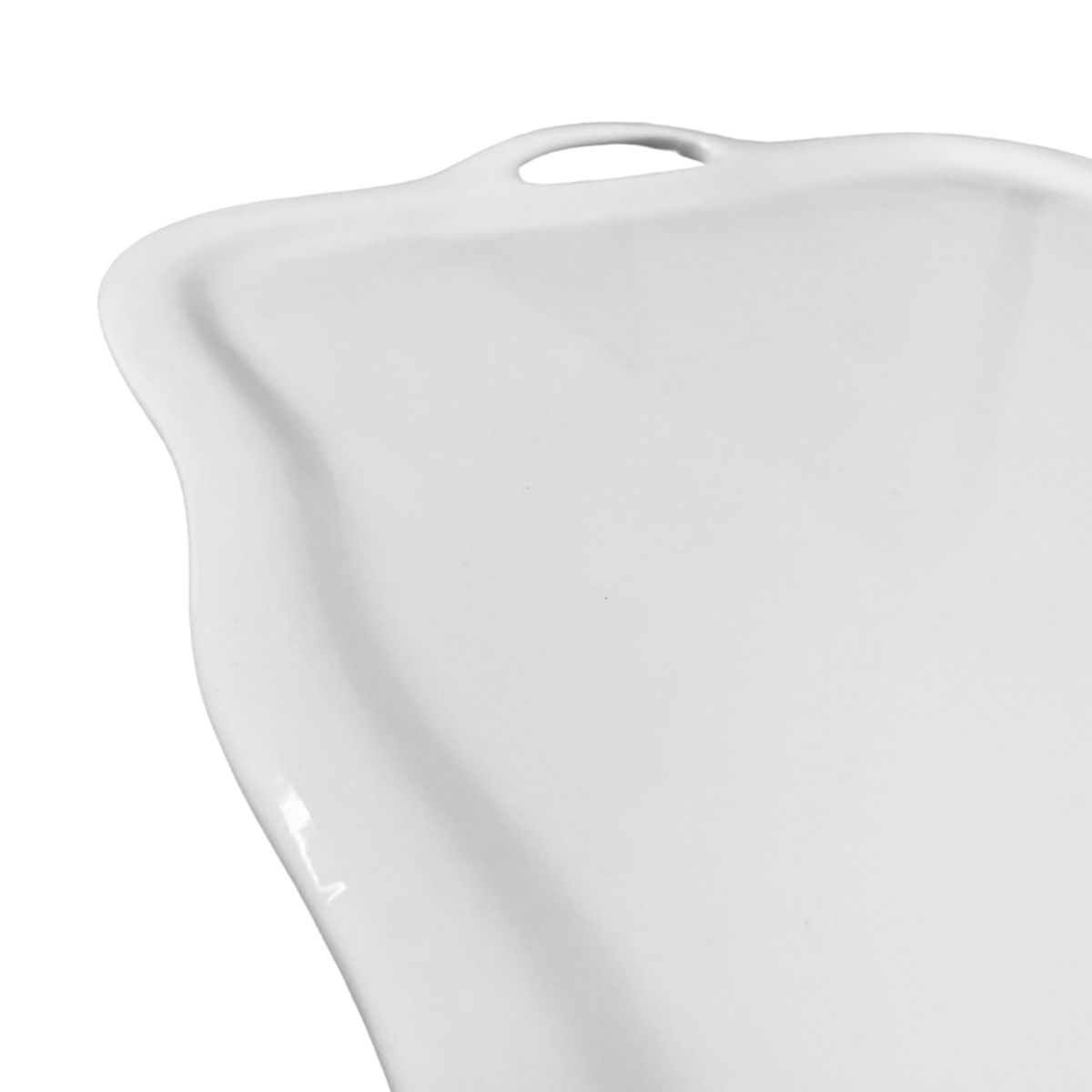 INSPIRA - Bandeja blanca de cerámica con diseño ondulado