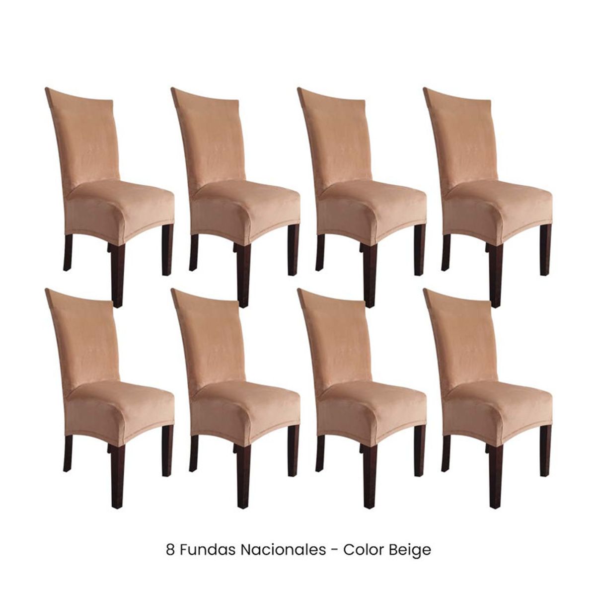 VIURE - 8 Fundas Nacionales de Terciopelo para Silla Recta - Beige