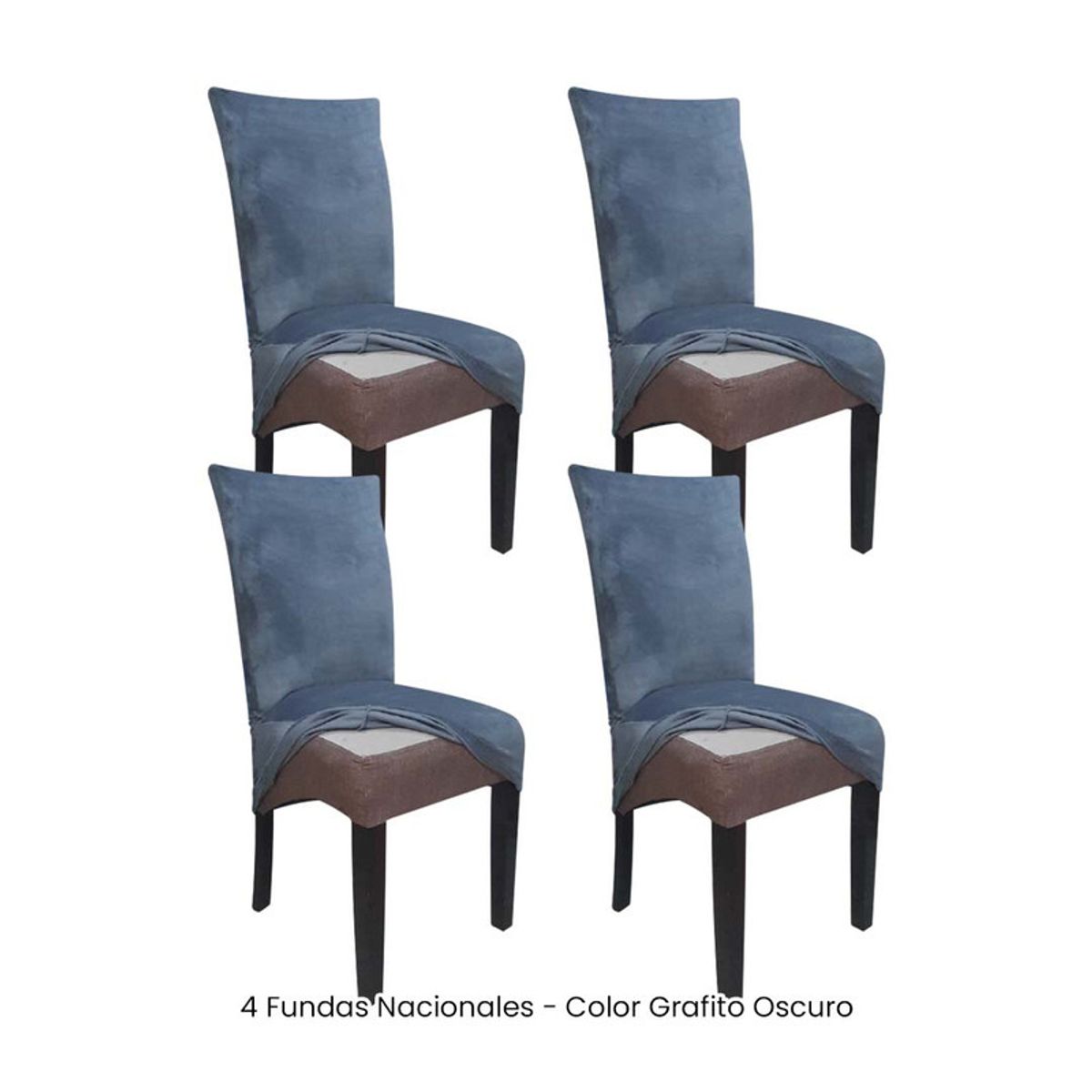 4 Fundas Nacionales de Terciopelo para Silla Recta - Grafito Oscuro, marca VIURE - Foto Principal