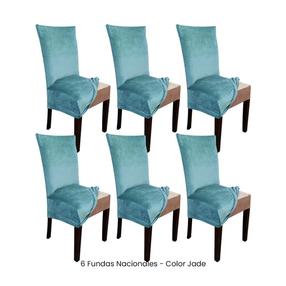 VIURE - 6 Fundas Nacionales de Terciopelo para Silla Recta - Jade