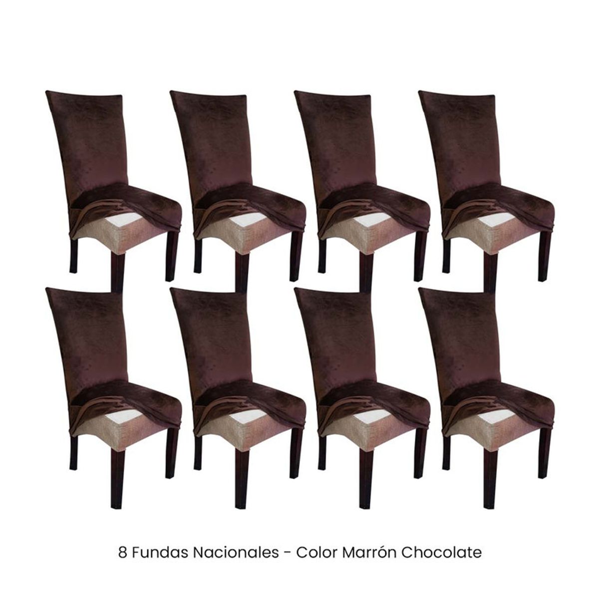 VIURE - 8 Fundas Nacionales de Terciopelo para Silla Recta - Marrón Chocolate
