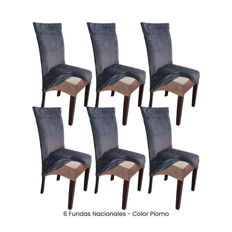 VIURE - 6 Fundas Nacionales de Terciopelo para Silla Recta - Plomo Rata