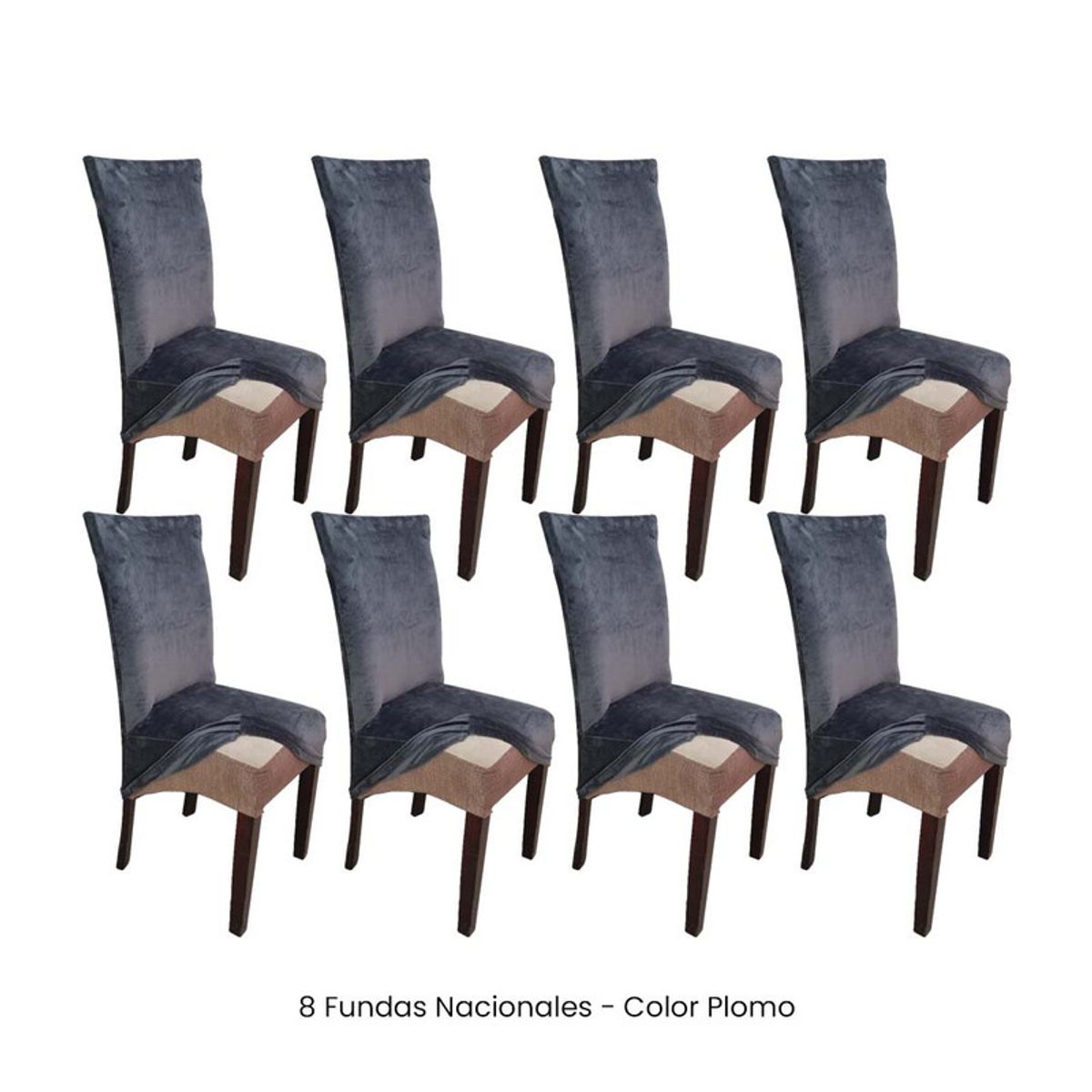 VIURE - 8 Fundas Nacionales de Terciopelo para Silla Recta - Plomo Rata