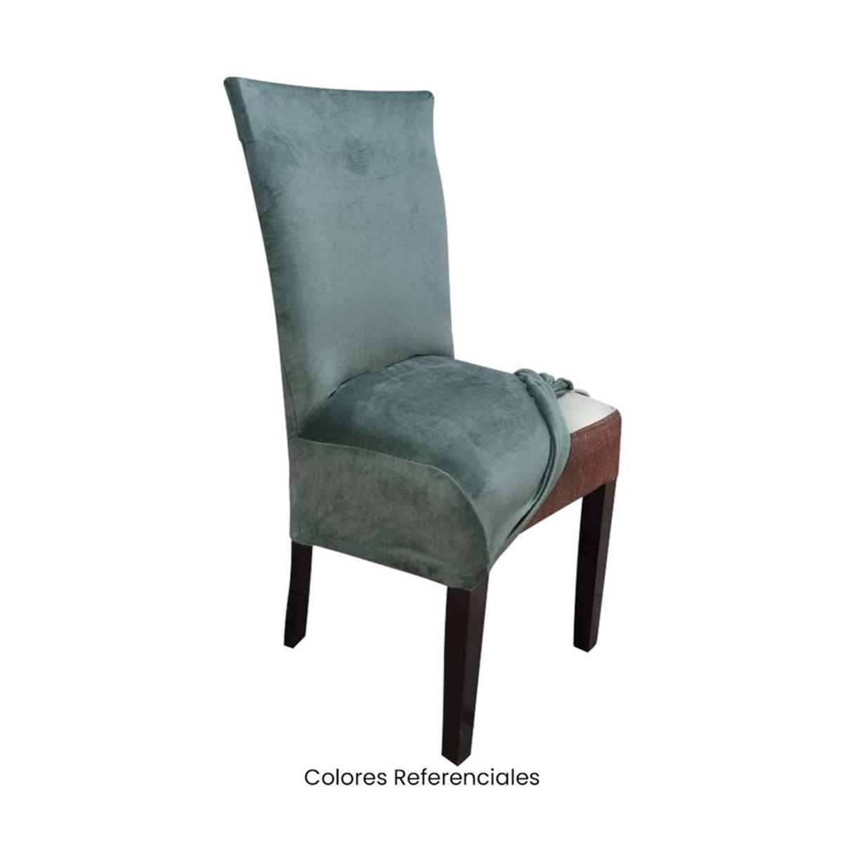 VIURE - 8 Fundas Nacionales de Terciopelo para Silla Recta - Verde Acerado