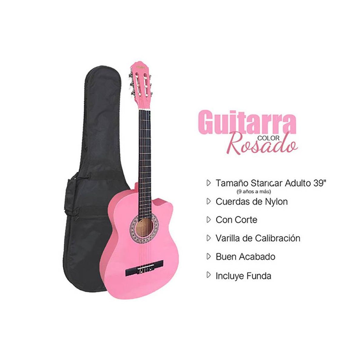 VOZZEX - VOZZEX GUITARRA ACUSTICA NYLON ROSADA
