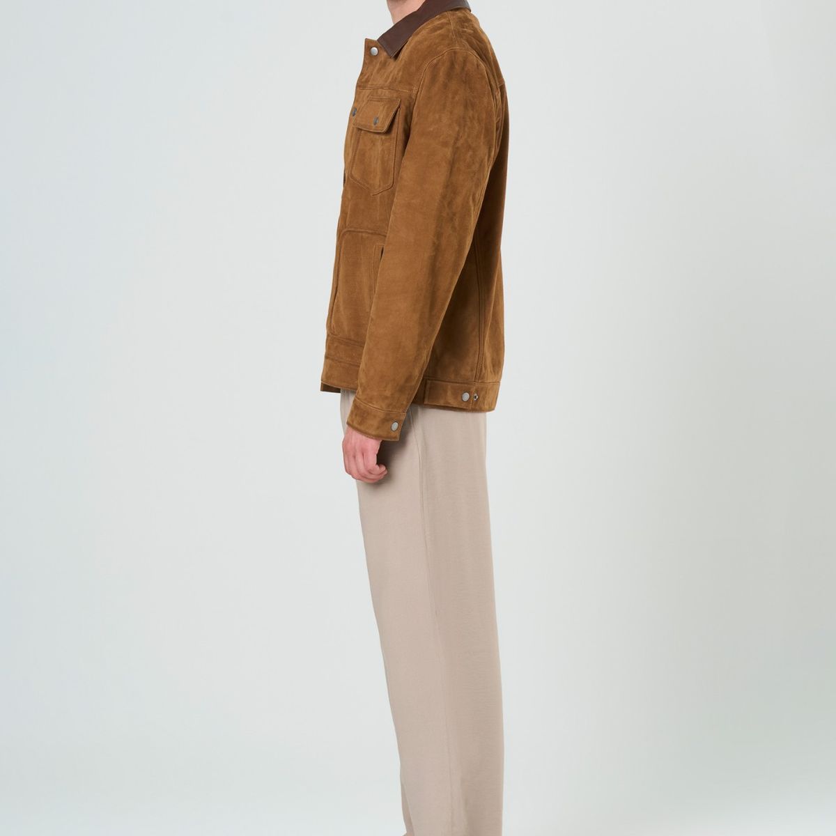 VELEZ - Vélez Casaca Aron En Gamuza Hombre Detalle Cuero Cafe Claro