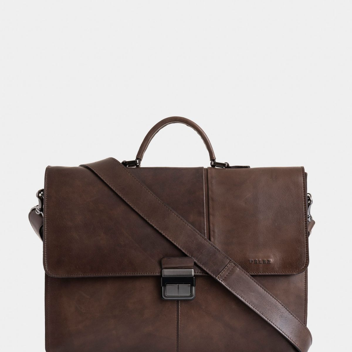 VELEZ - Vélez Maletín Portátil Aperto De Cuero Para Hombre Cafe