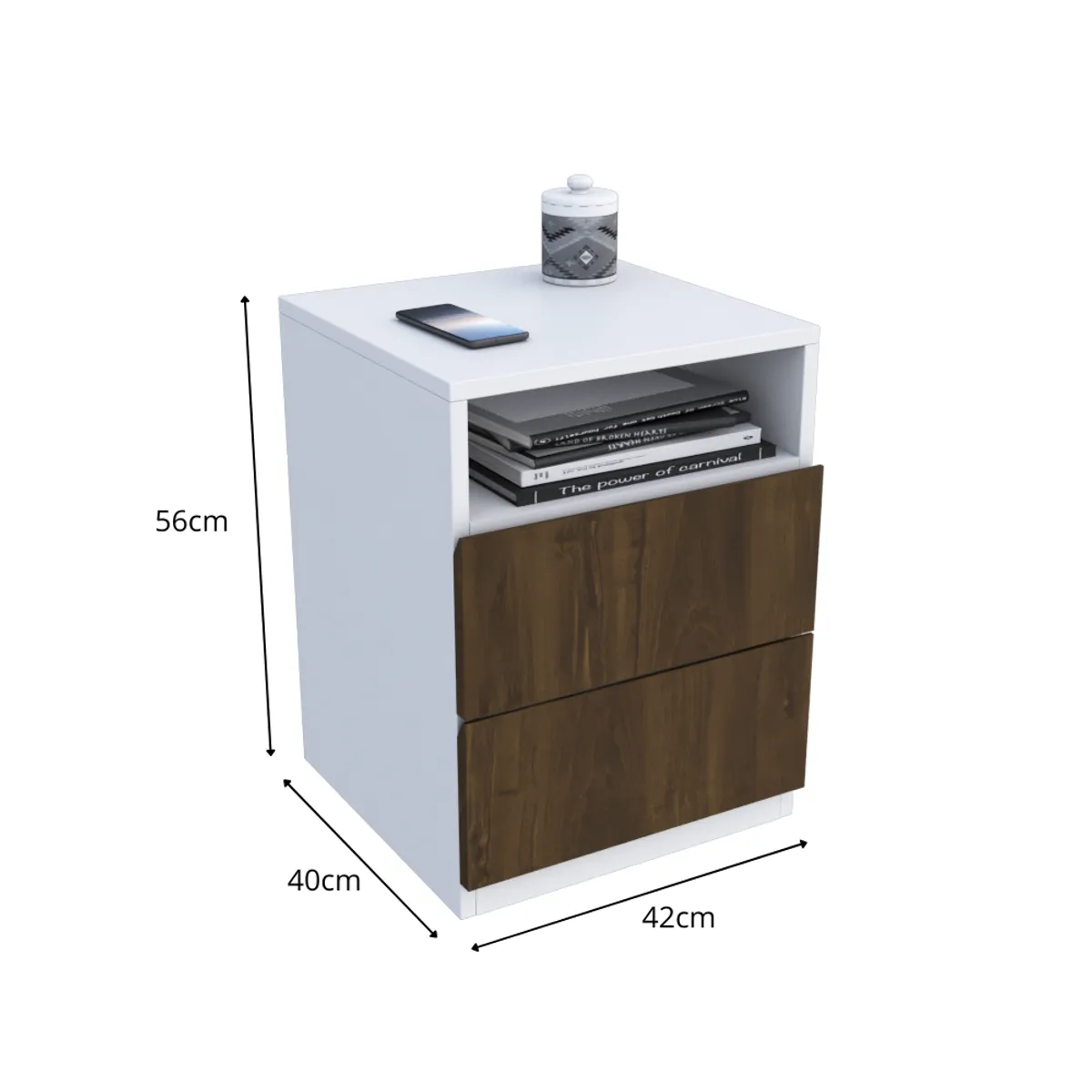 MUEBLES MACRUMO - VELADOR KAO 2 CAJONES BRIXTON