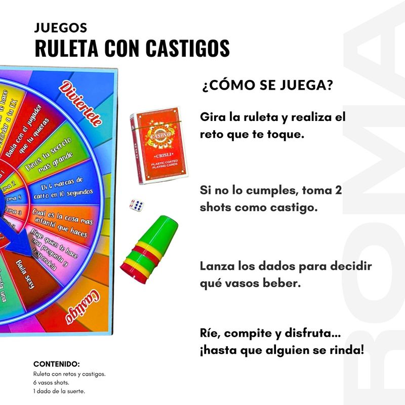 GENERICO - PACK 2 RULETA DE CASTIGOS 2 EN 1  JUEGO DE MESA