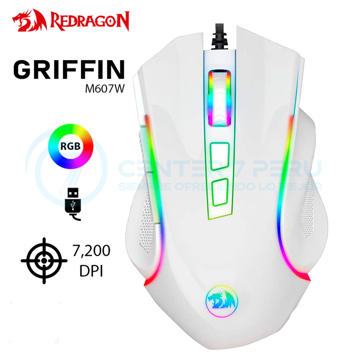 REDRAGON - Mouse Redragon M607W GRIFFIN WHITE