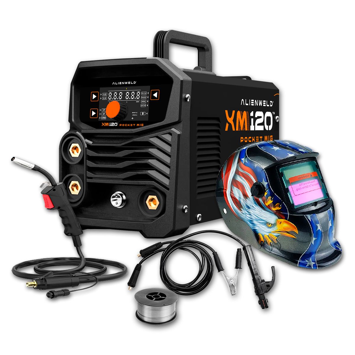 ALIENWELD - Soldadora Inversora Mig Flux 120A Alienweld + Máscara Fotosensible