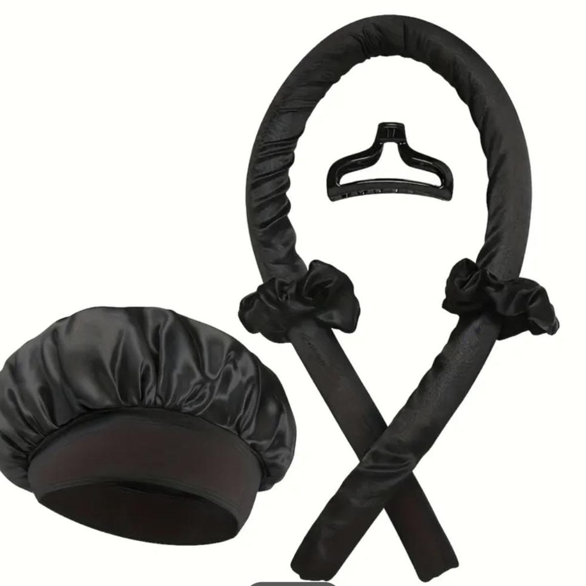 GENERICO - SET DE GORRO SATIN + ONDULADOR NEGRO PREMIUM