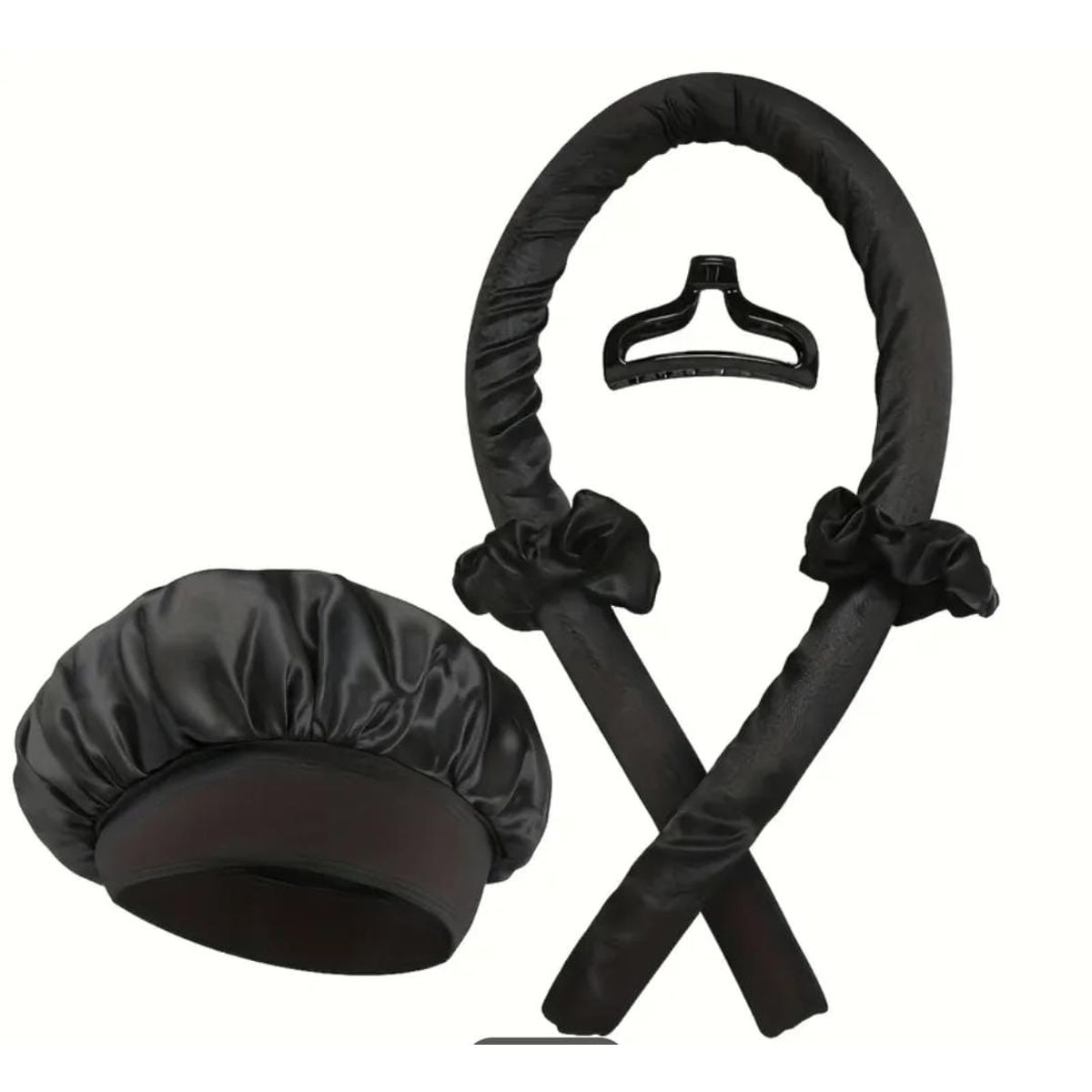 GENERICO - SET DE GORRO SATIN + ONDULADOR NEGRO PREMIUM