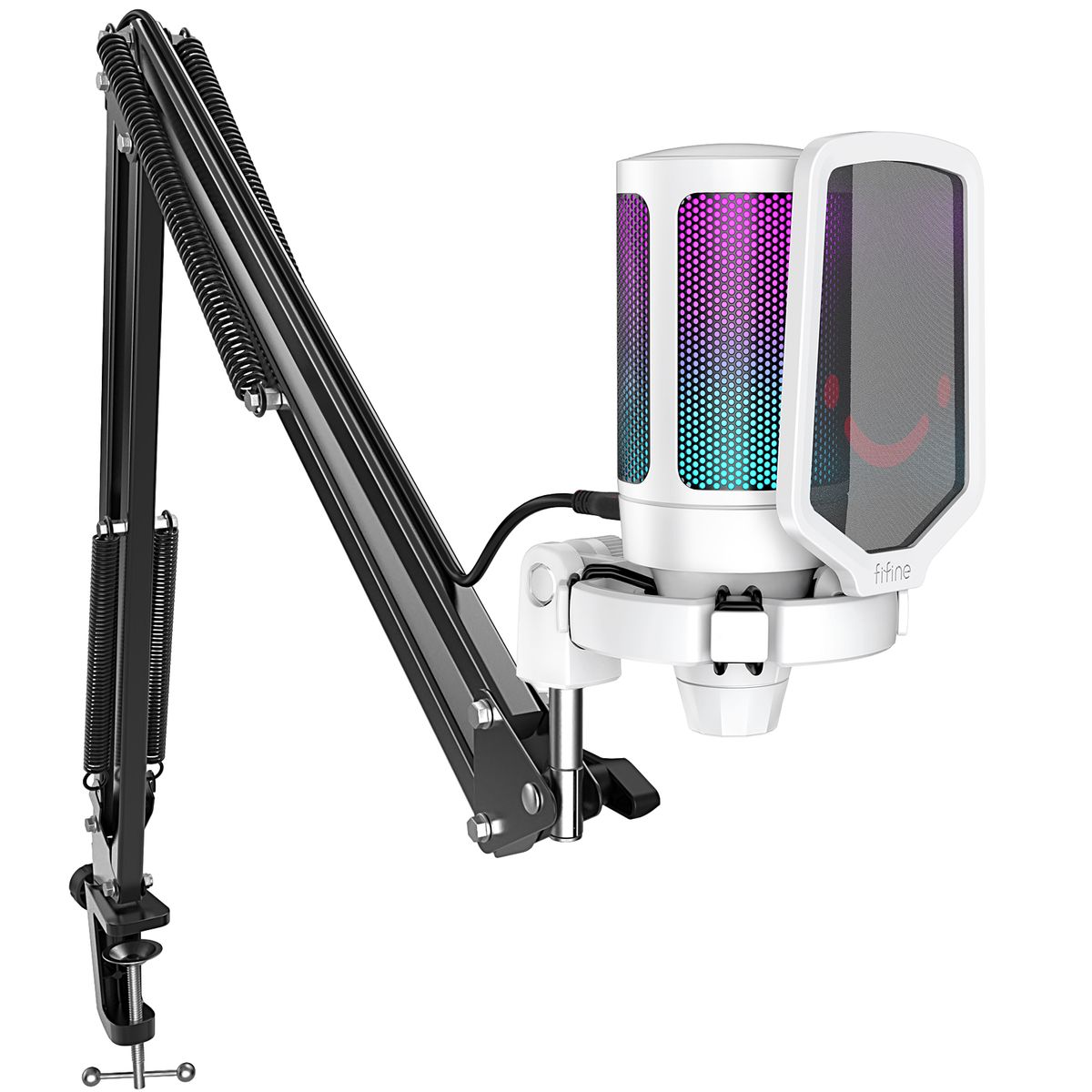 FIFINE - Micrófono Gamer Fifine A6T WHITE Soporte de brazo
